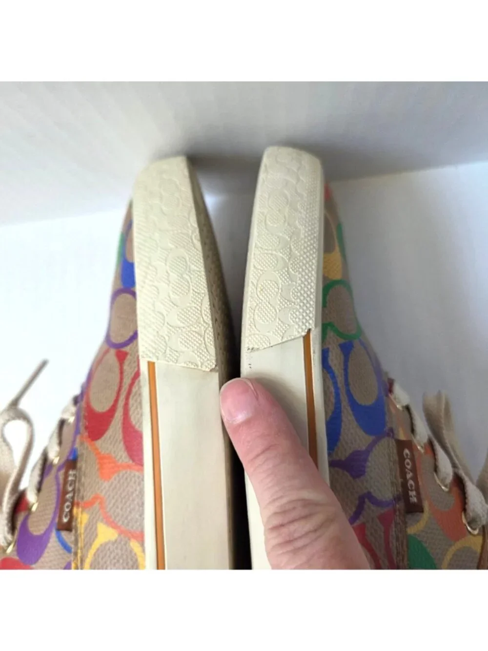 Coach Shoes Womens 7.5 Citysole Skate Sneakers Rainbow Signature Logo Canvas